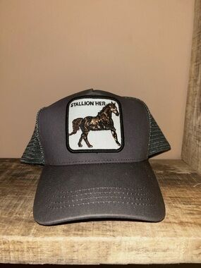 Stallion Herd Grey Trucker Cap - Men’s Casual Mesh Hat